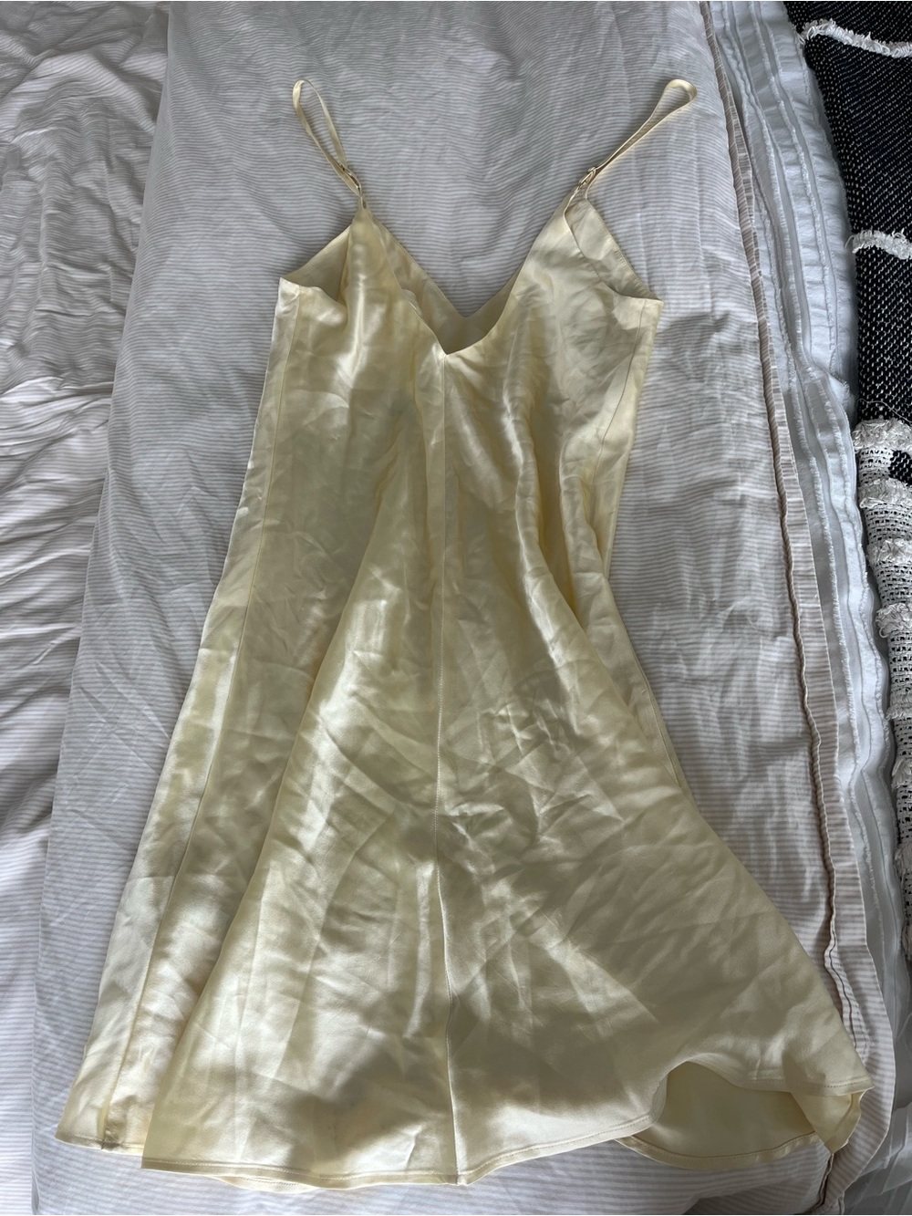 Silk-Look Yellow Slip Dress with Spaghetti Straps